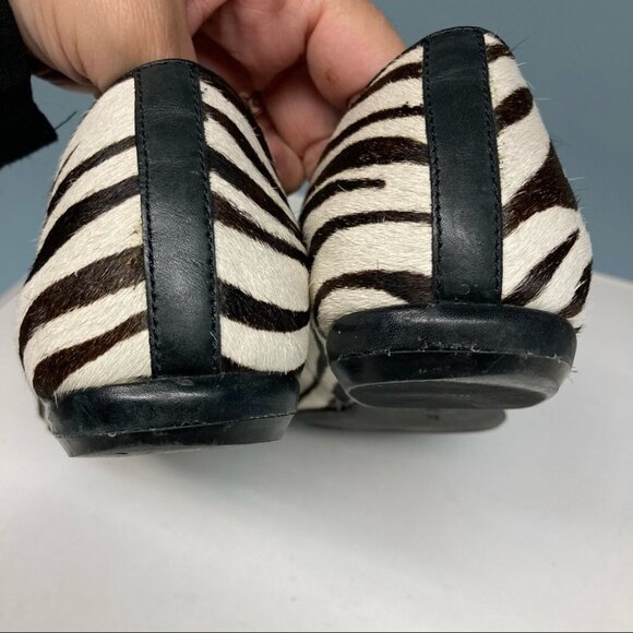 ECCO Sz 37 Zebra Print Dark Brown Cream Ballerina Flats - Picture 11 of 13